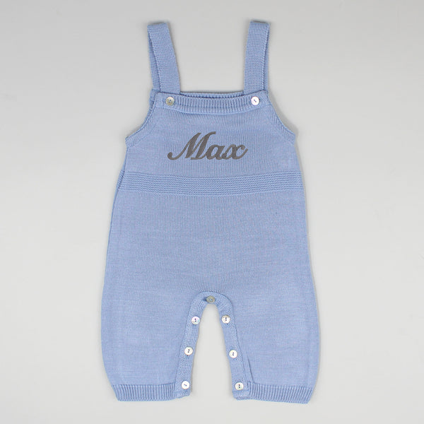 blue personalised dungarees