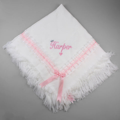White and pink shawl