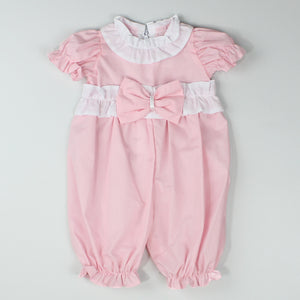 baby girls romper in pink with bow for summer