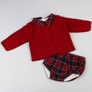 Baby Girl Tartan and Red Pant Suit - Pex Holly
