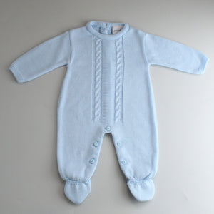 baby boys blue knitted all in one