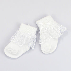 white frilly baby socks