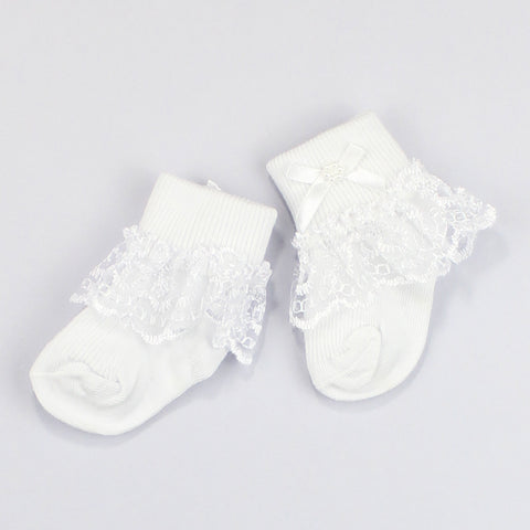 white frilly baby socks