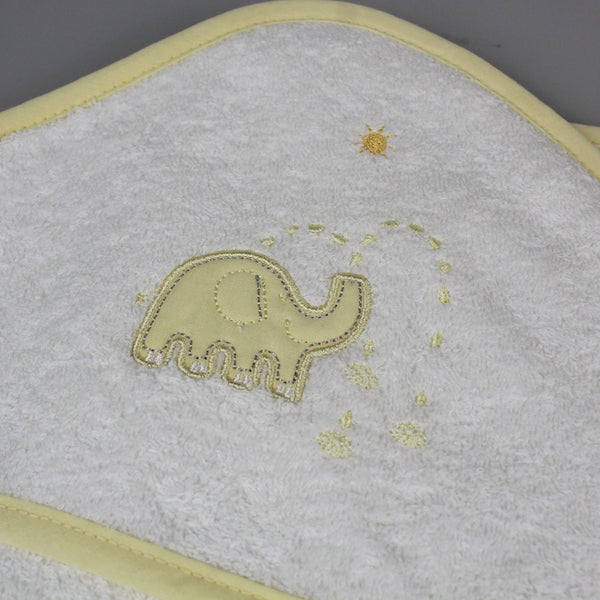 elephant hooded towel in yellow