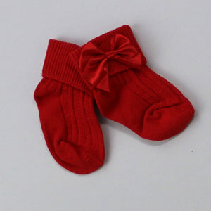 Baby Girl ankle socks with bows - Red