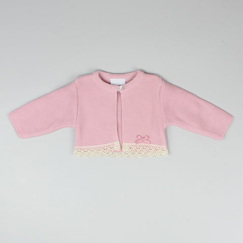 baby girls pink and cream dandelion cardigan