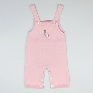 baby girls knitted dungarees duck pink 