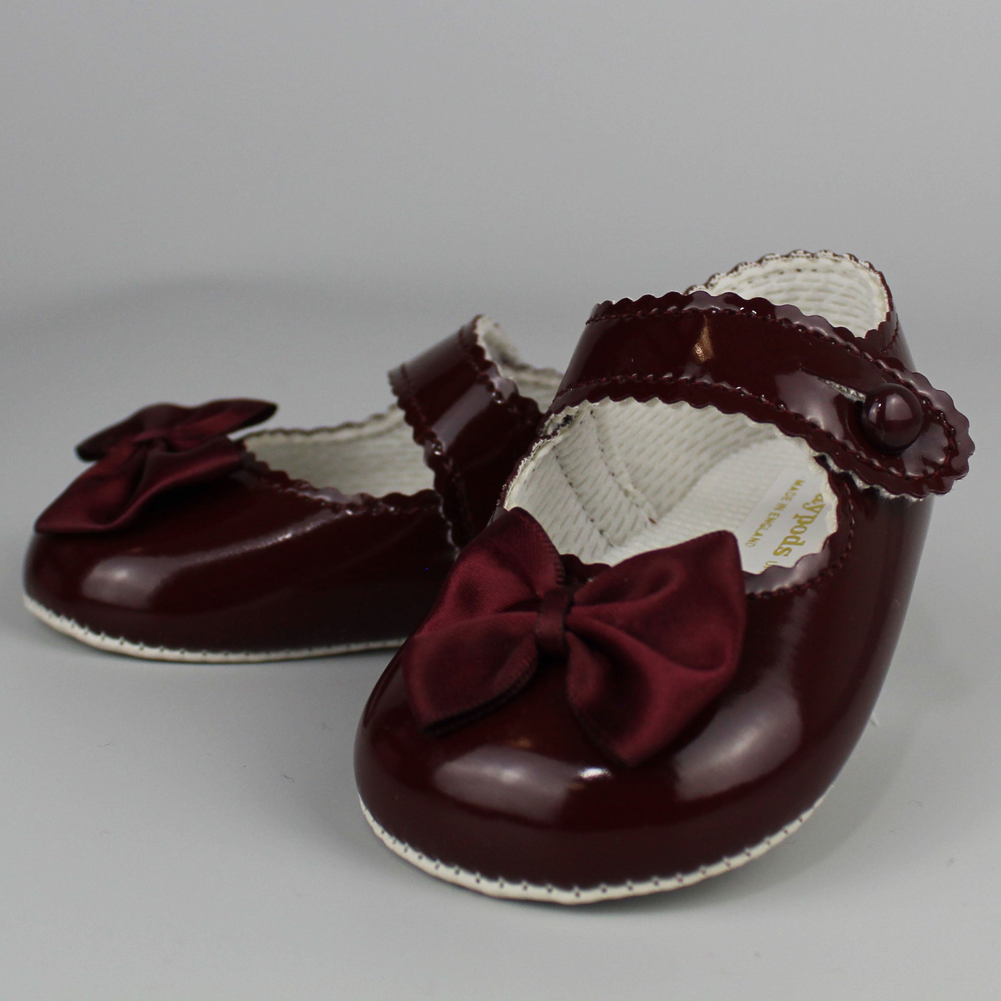 baby girls burgundy bow shoes