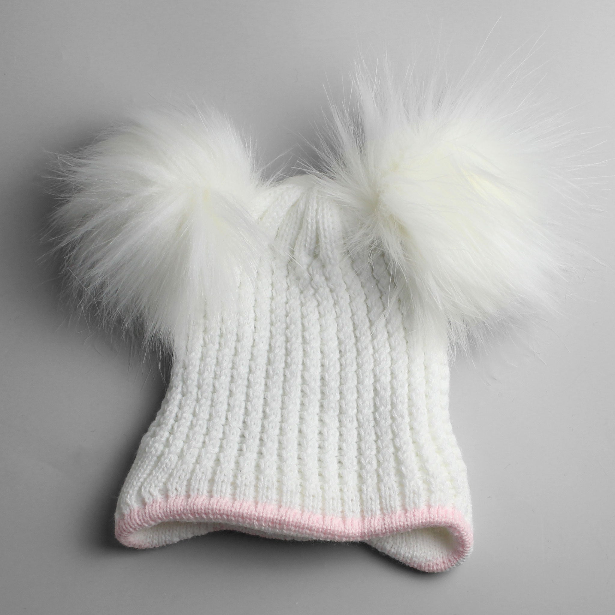 girls white pom pom hat