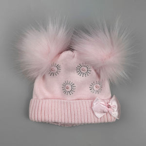 girls pink pom pom hat