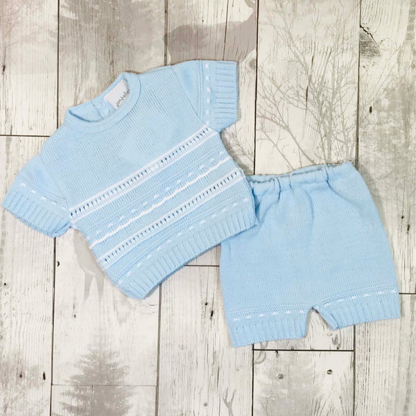 baby boy knitwear knitted top and shorts jam pants blue