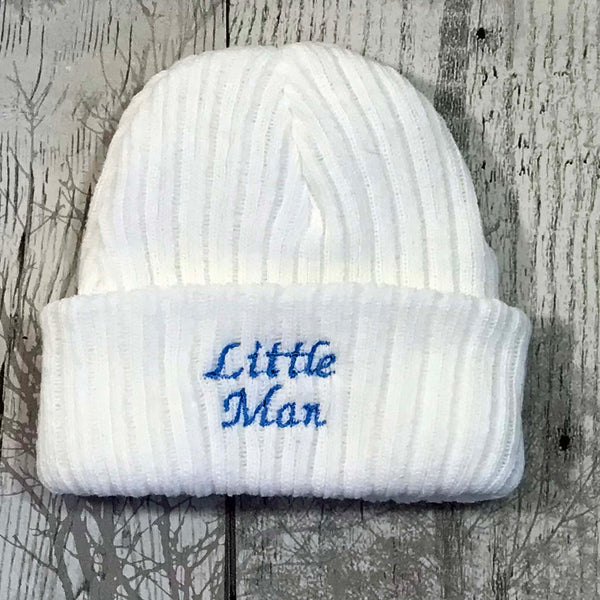 baby boy little man knitted hat cap hospital beanie