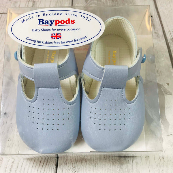 Baby Boy Blue Pram Shoes with Soft Sole and T Bar