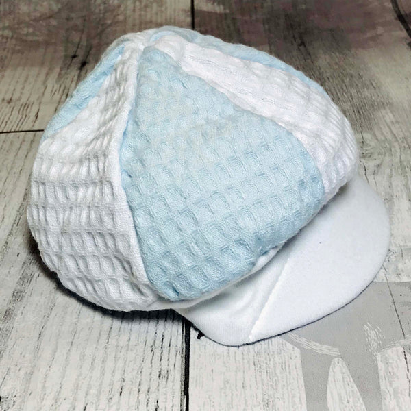 baby boys blue and white baker cap