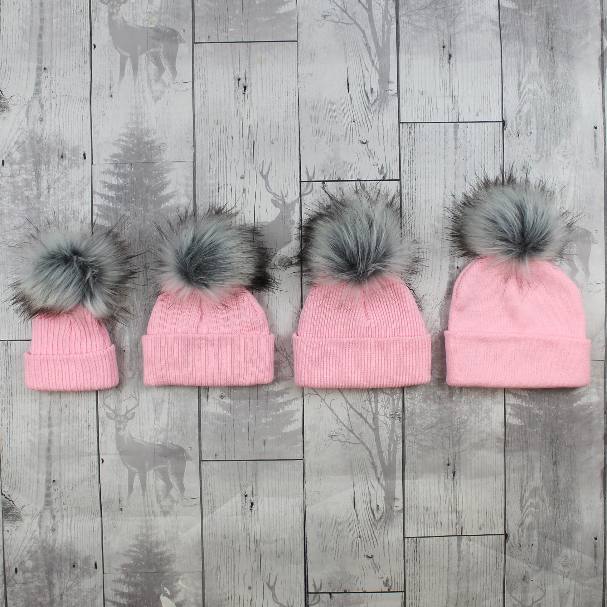 Pink Baby Girl Pom Hat with Faux Fur Bobble Made in UK – Lullaby