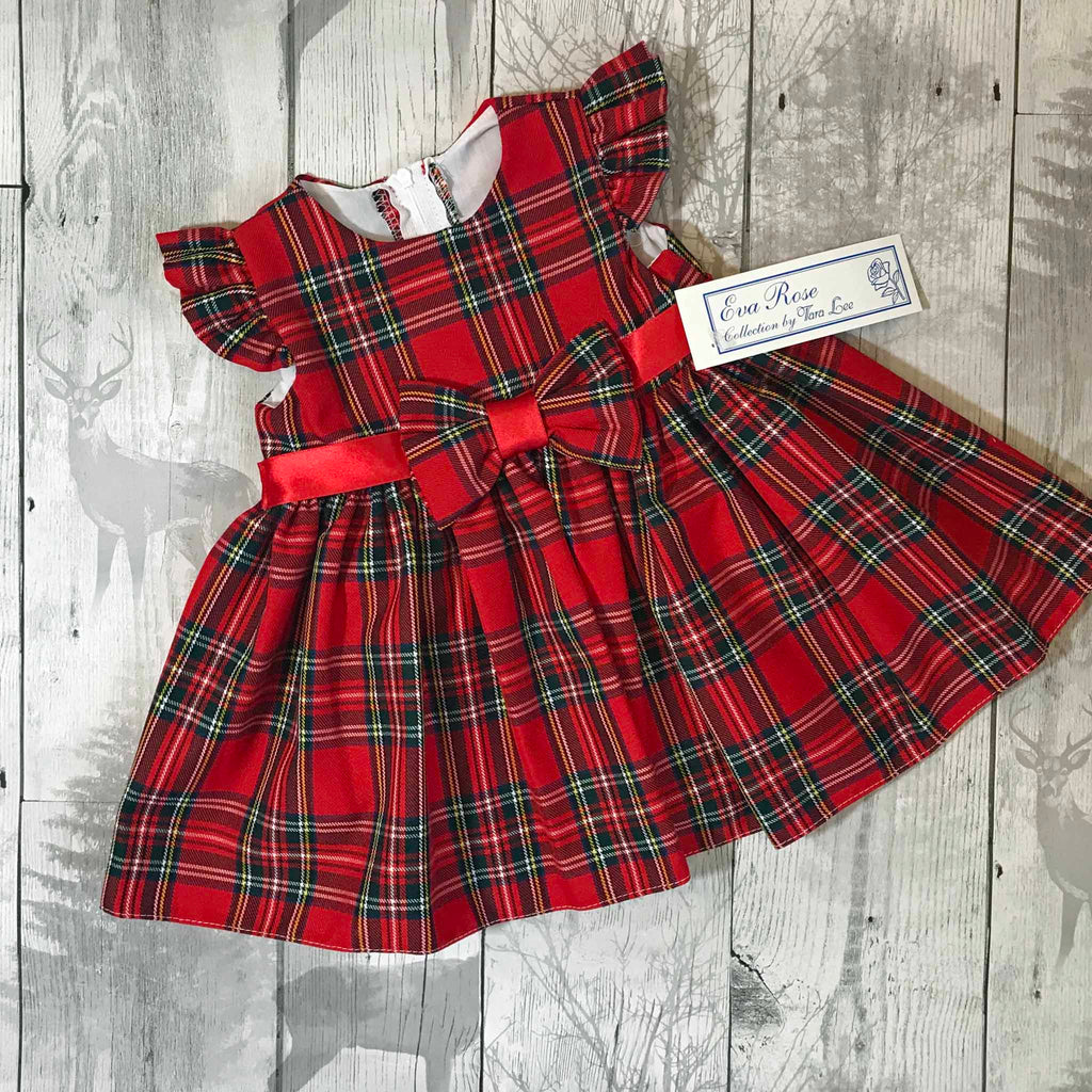 Traditional Style Red Tartan Baby Dress with Bow | Made in UK – Lullaby ...