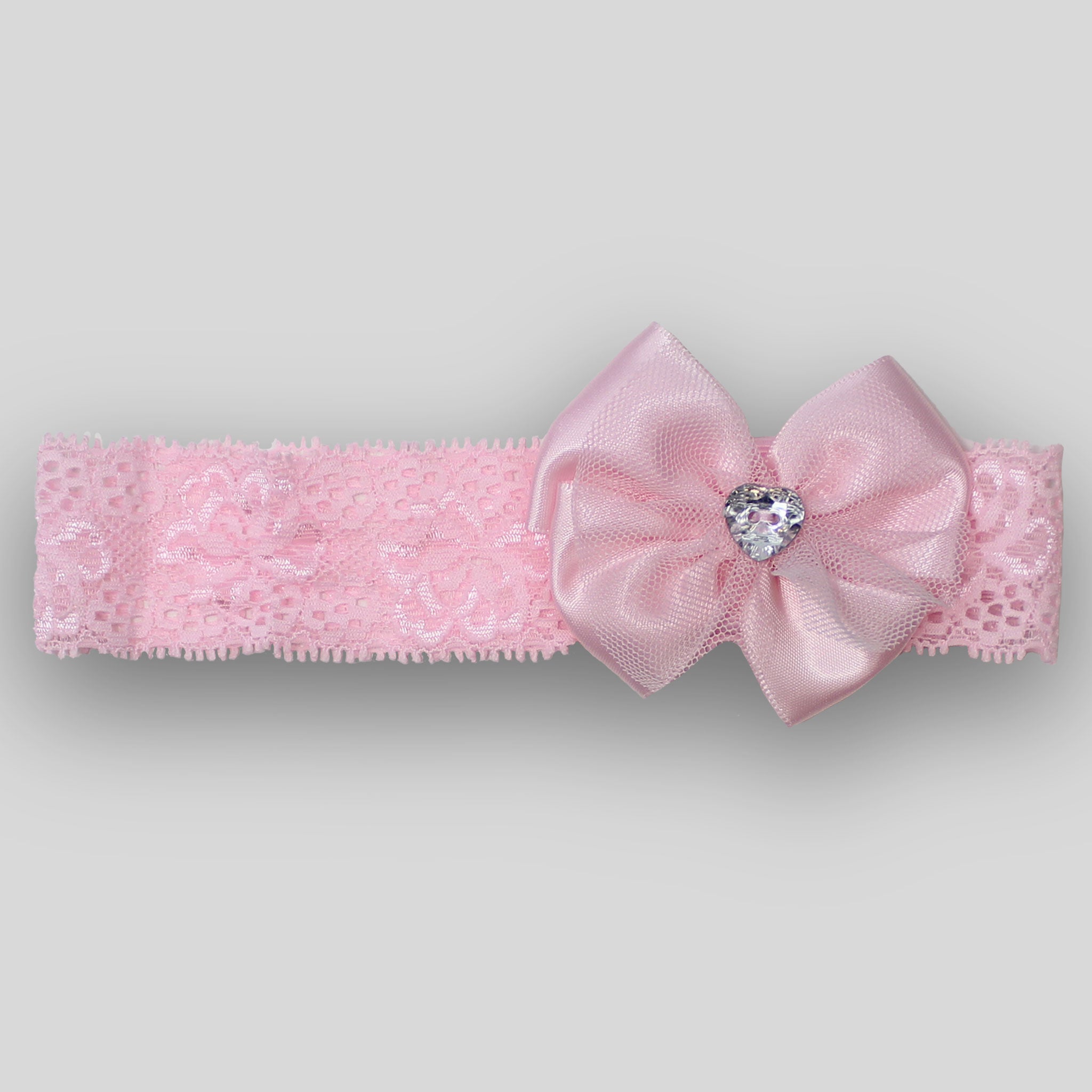 Pink Baby Headband with with bow and diamanté