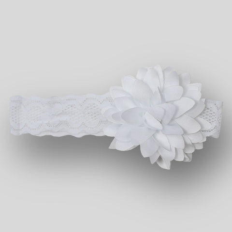 Baby headband with flower - White