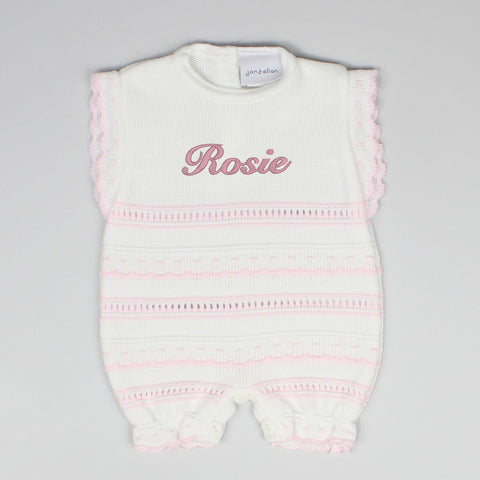white and pink personalised romper