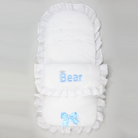 Personalised Cosy Toes / Footmuff - White Blue