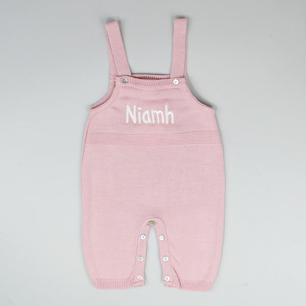 pink knitted personalised dungarees