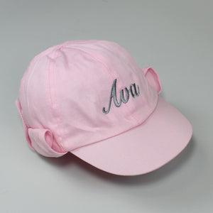 baby girls pink baseball cap with neck flap custom