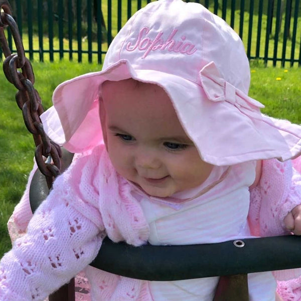 Baby girls floppy custom pink sun hat