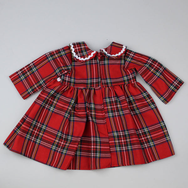 Red tartan baby dress with white bow