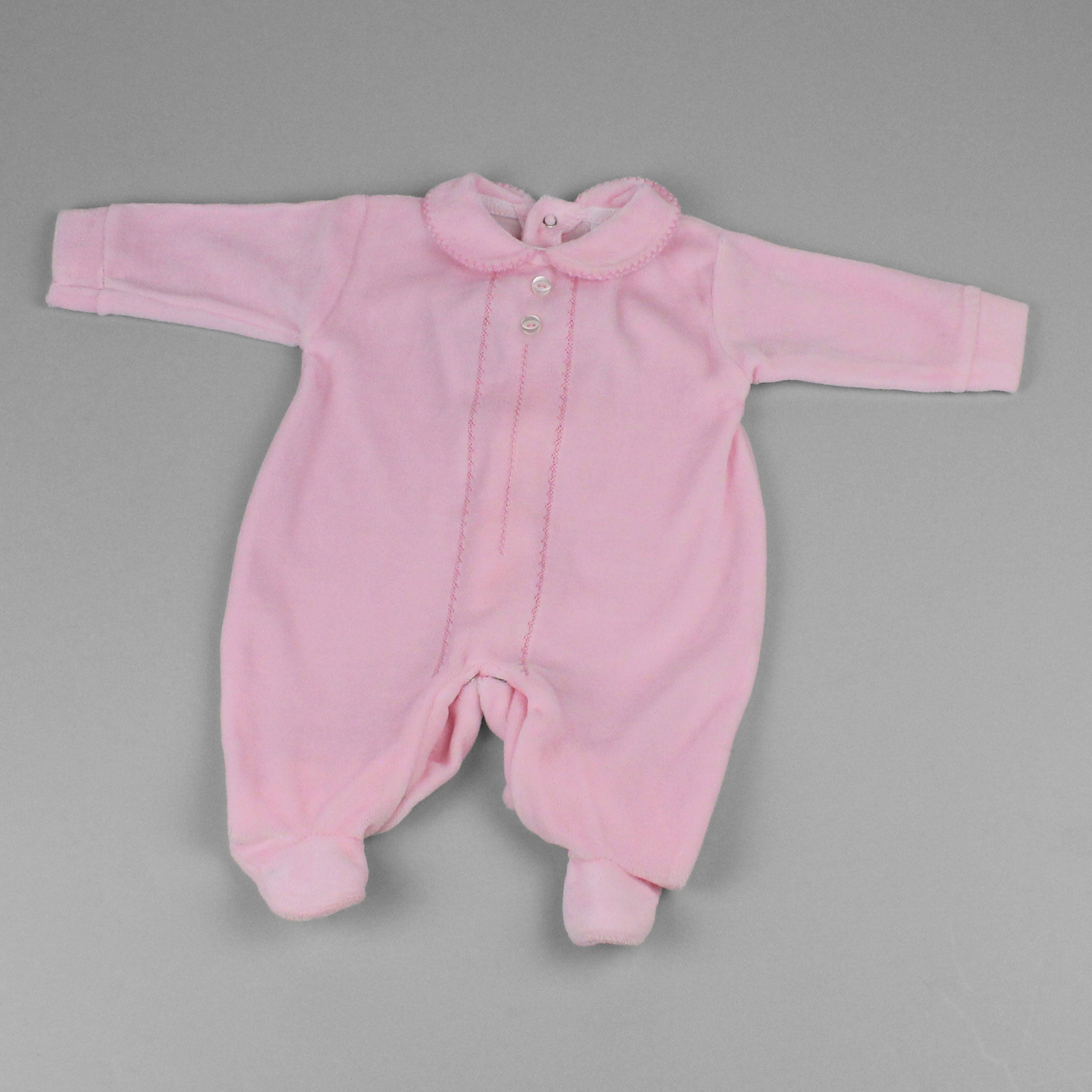 Pink baby velour sleepsuit pex