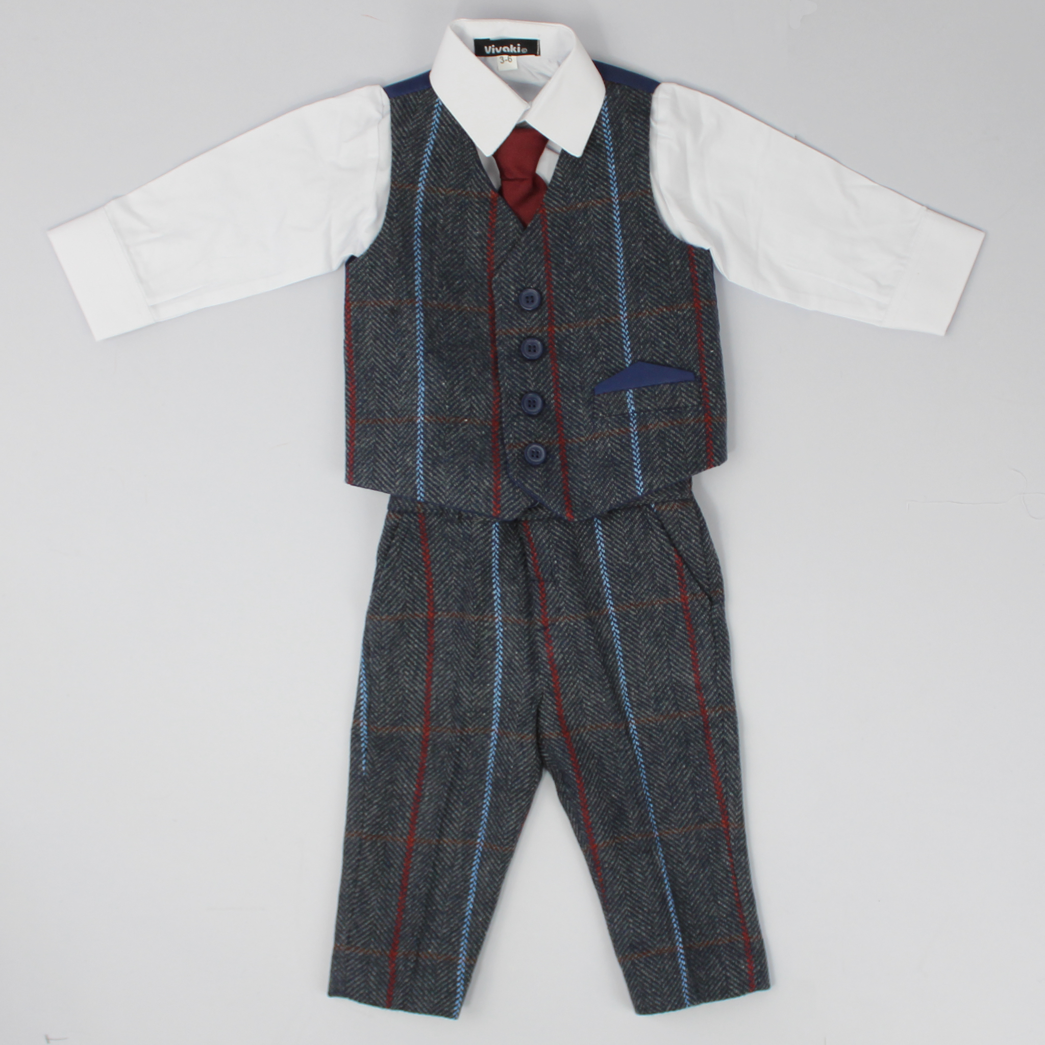 Baby Boys Suit - Trousers, Shirt, Waistcoat, Tie