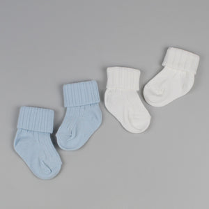 two pack blue and white baby socks