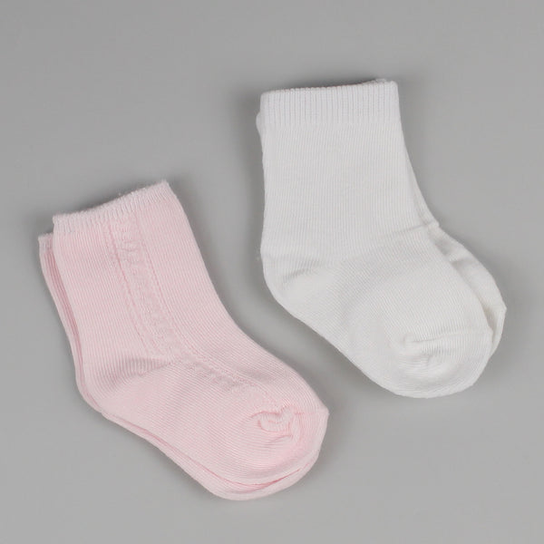 Five Pack Baby Ankle Socks - White / Pink - Pex