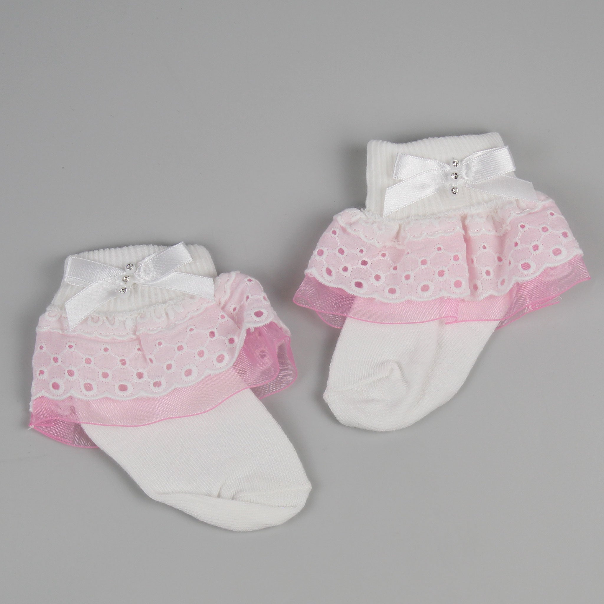 baby girls white pink frilly socks pex jane