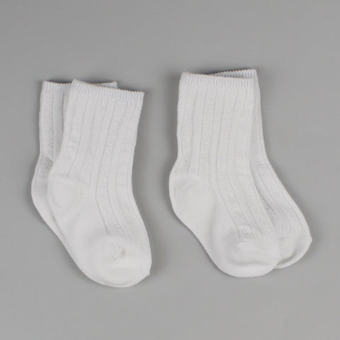 Two Pack Baby mid knee high Socks - White - Pex Cannes