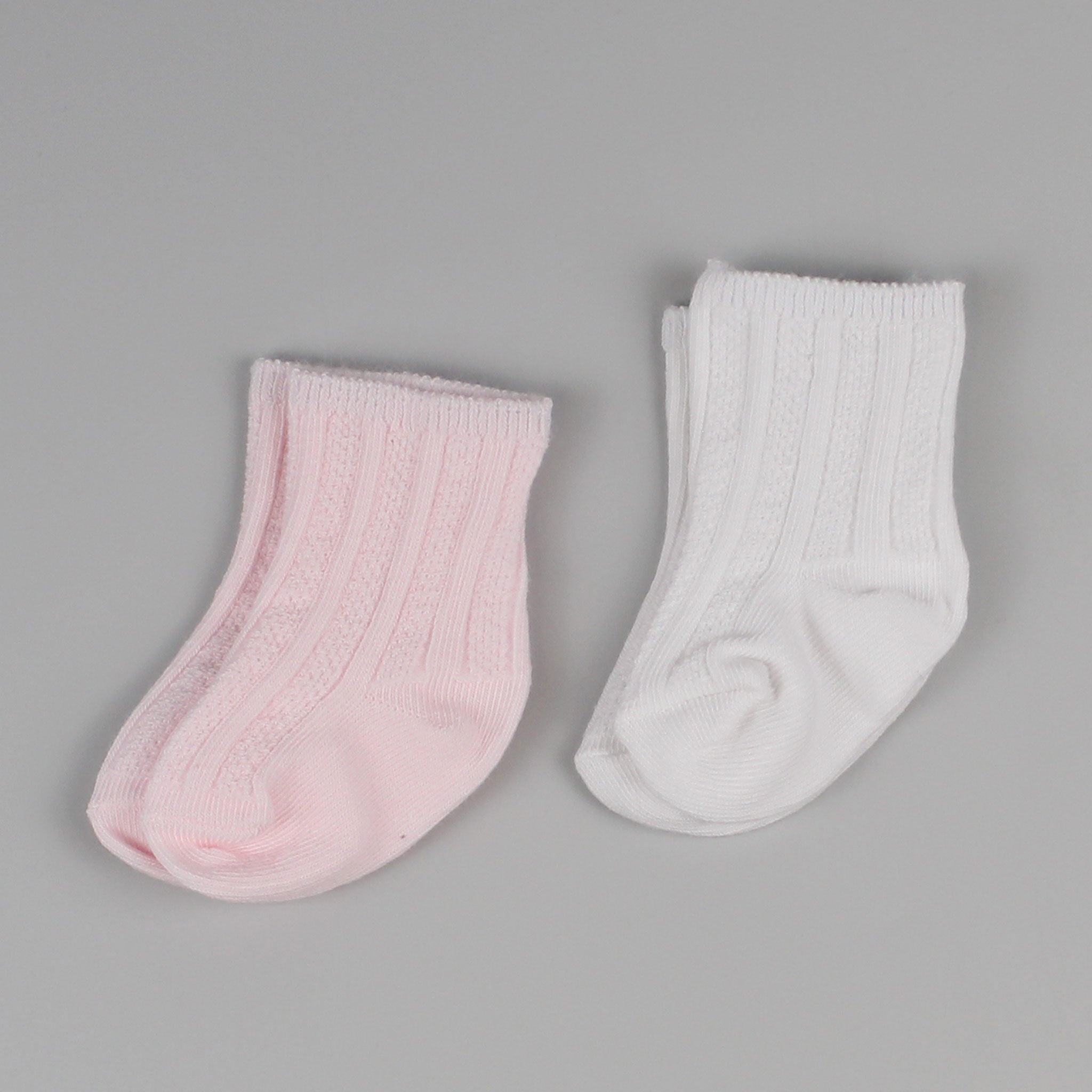 Two Pack Baby mid knee high Socks - White / Pink - Pex Cannes