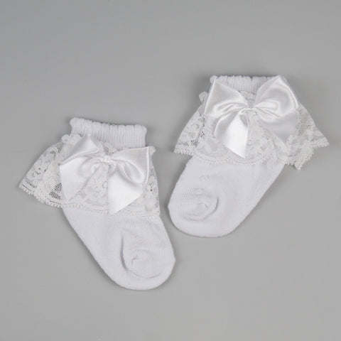frilly ankle bow white baby socks pex tina