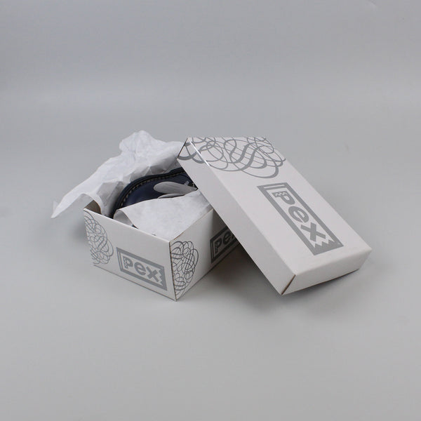 Baby Boys Navy Leather Shoe In Pex Brand Shoe Box