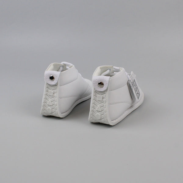 Back Of Baby Boys White Leather Boots