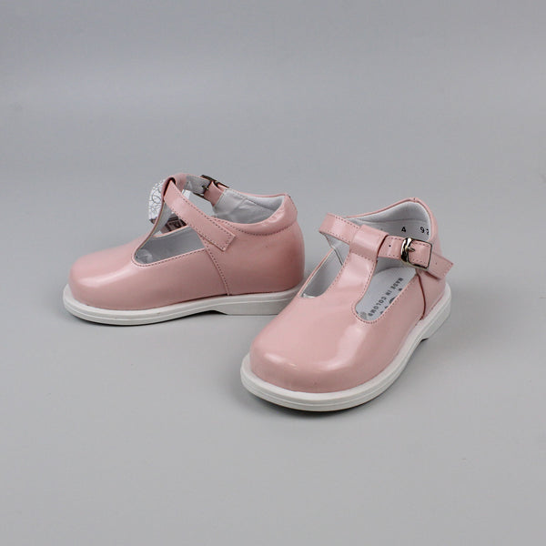 Baby Girls Patent Pink T Bar Style Leather Shoe