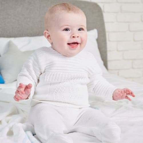 baby unisex knitted white outfit
