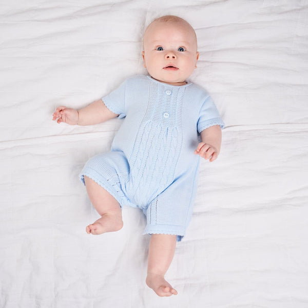 baby boys knitted blue romper