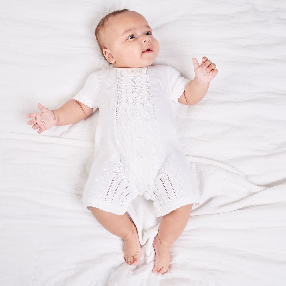 White Knitted Romper Unisex