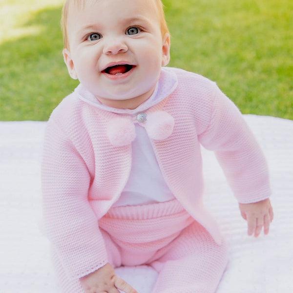 baby girls knitted pink outfit