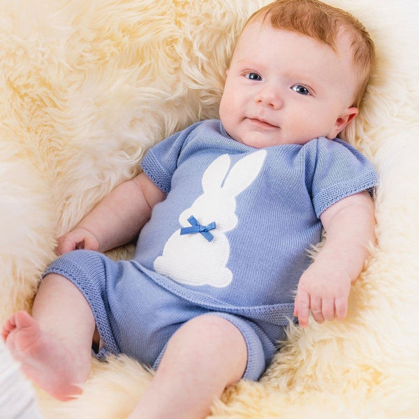 dandelion knitted baby boys bunny outfit