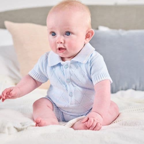 baby boys polo style knitted romper