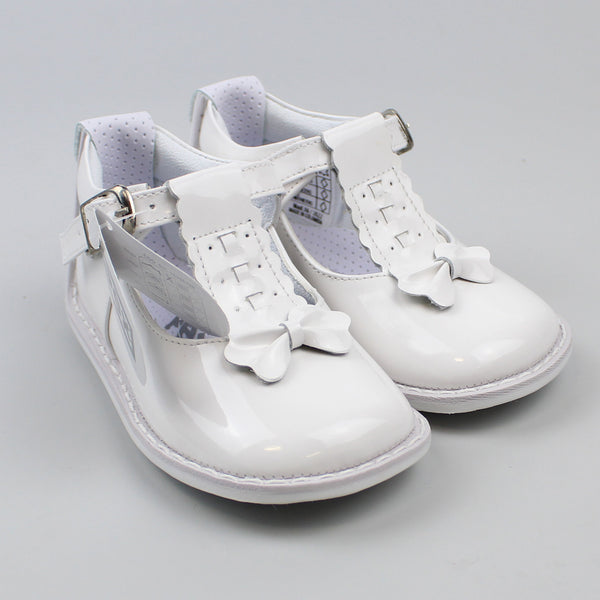 baby girls white patent hard sole first walker shoes