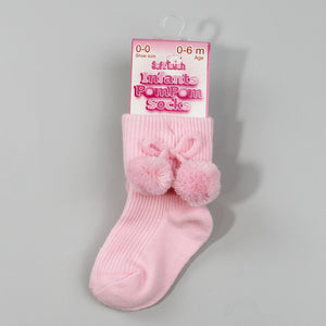 baby girls ankle pom socks in pink