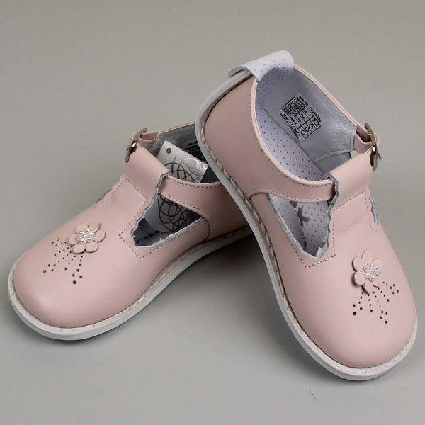 baby girls pink leather shoes