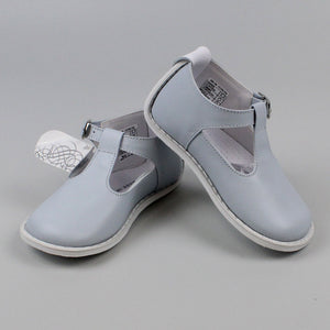 Baby Boys Blue T Bar Leather Shoe