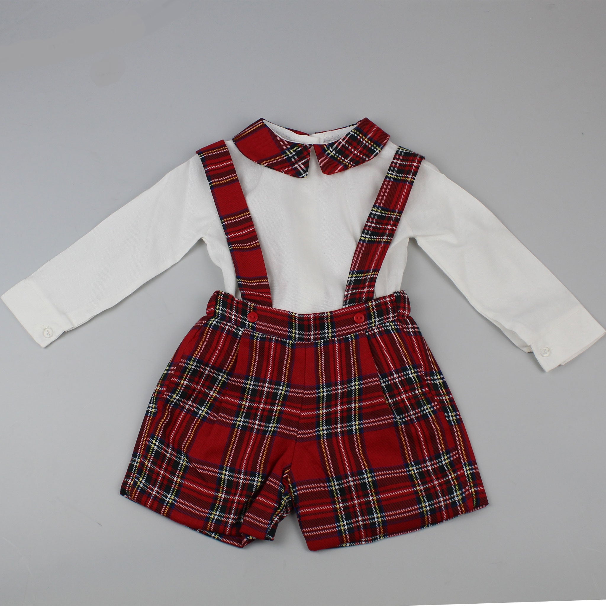 Baby Boys Tartan Two Piece Outfit - Shirt and Short Set